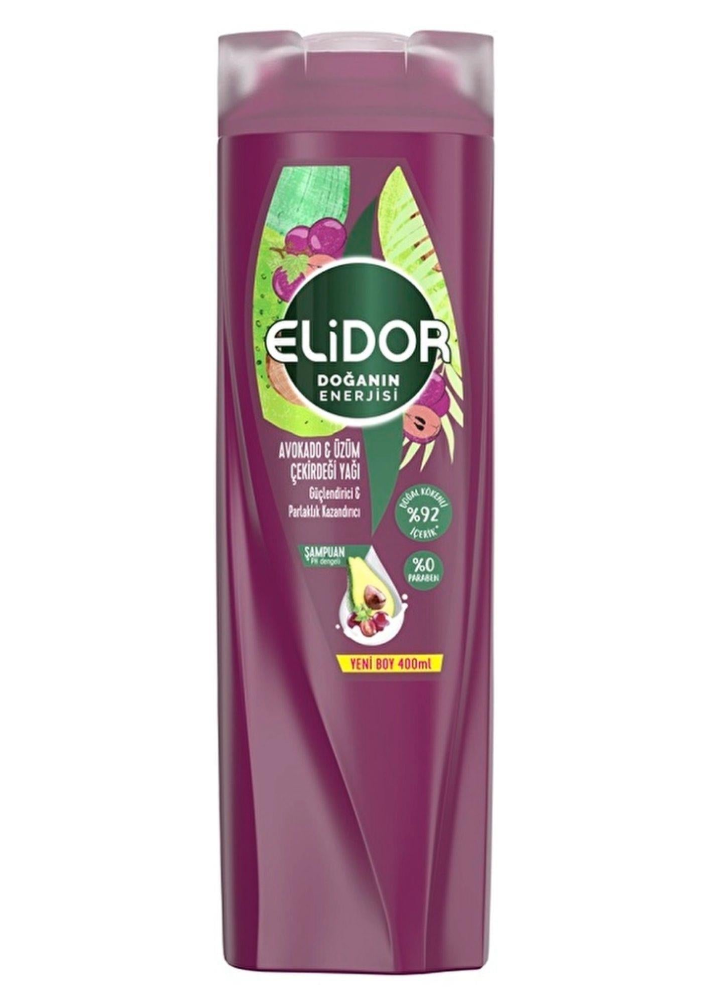 Elidor Doğanın Enerjisi Avokado ve Üzüm Çekirdeği Yağı Şampuan 400 ml