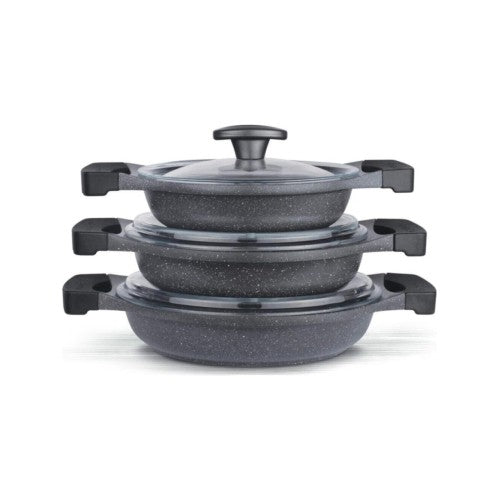 ThermoAD Döküm 3'lü Sahan Set 6 Parça Gri