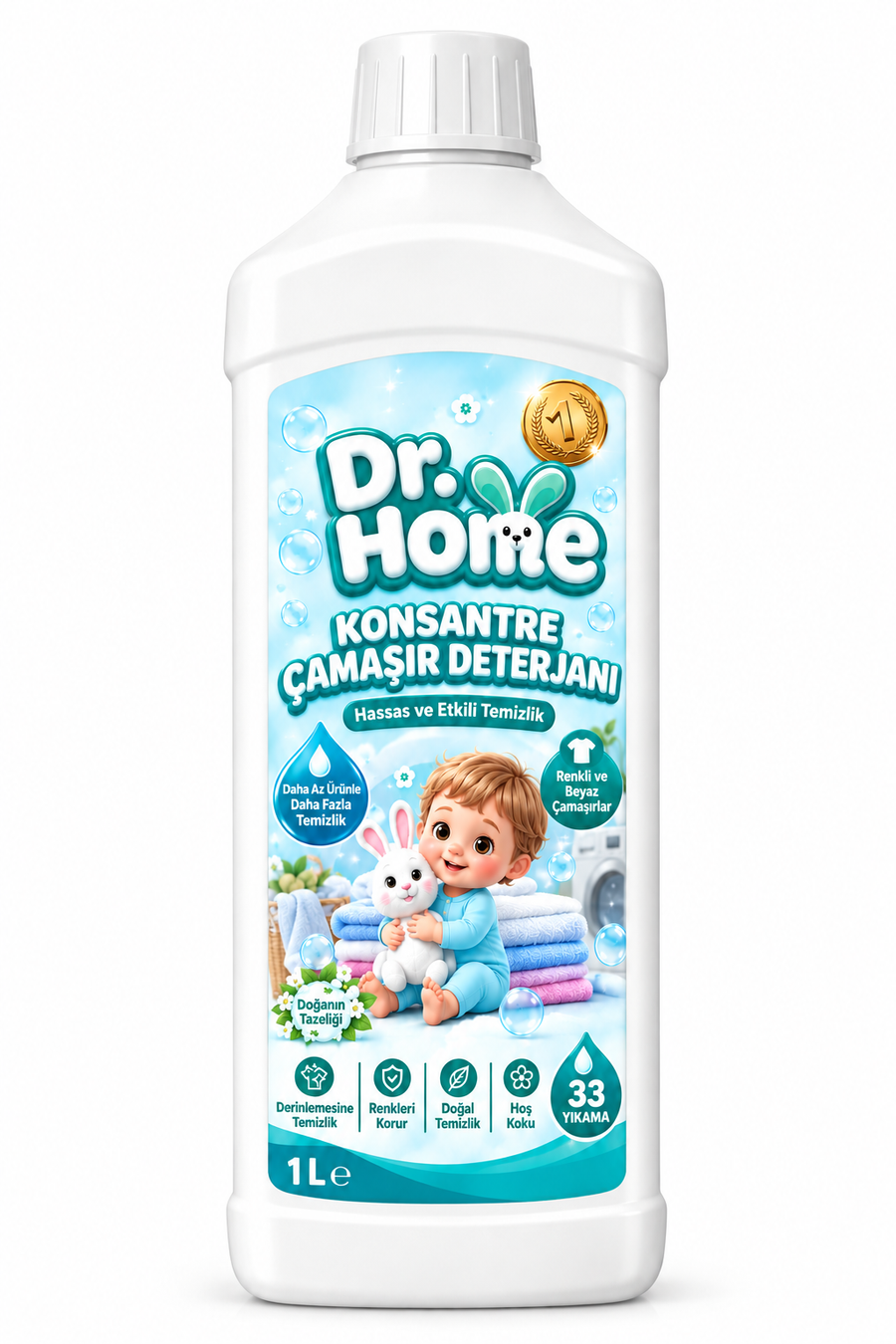 DR HOME PLUS Konsantre Sıvı Çamaşır Deterjanı 1 LT Beyazlar ve Renkliler İçin