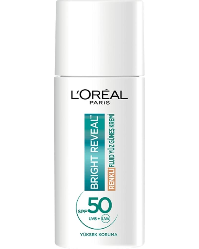 Loreal Paris Bright Reveal Renkli Fluid Güneş Kremi SPF50+ Medium 50 ml