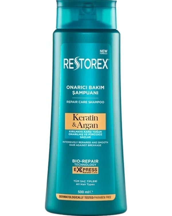 Restorex Kırık Ve Işlem Görmüş Saçlar Için Onarıcı Keratin Argan Bakım Şampuanı 500 ml