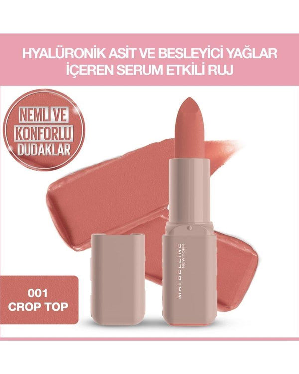 Maybelline New York Serum Etkili Hyalüronik Asit ve Besleyici Yağ İçeren Ruj 001 Crop Top