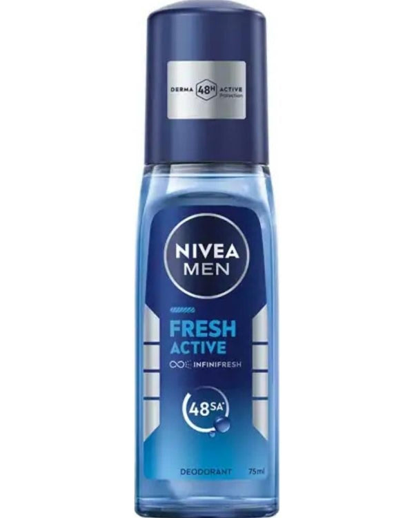 NIVEA Men Erkek Pump Sprey Deodorant Fresh Active 75ml, Ter Ve Ter Kokusuna Karşı 48 Saat Koruma