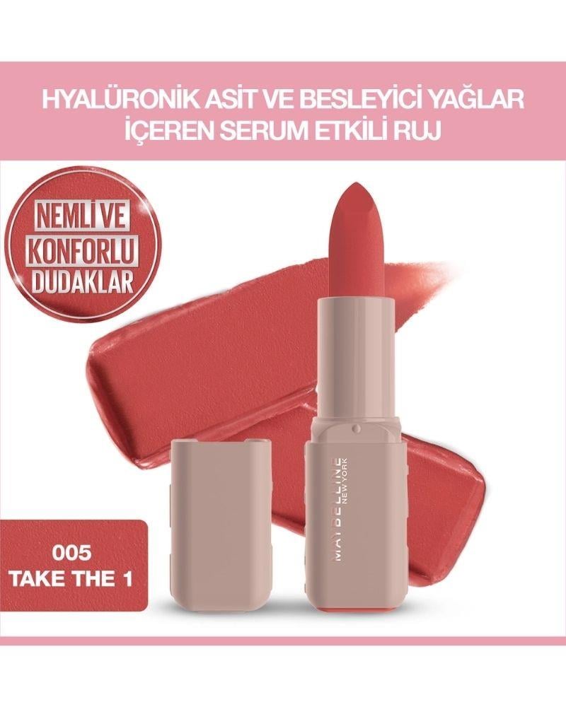 Maybelline New York Serum Etkili Hyalüronik Asit ve Besleyici Yağ İçeren Ruj 005 Take the 1