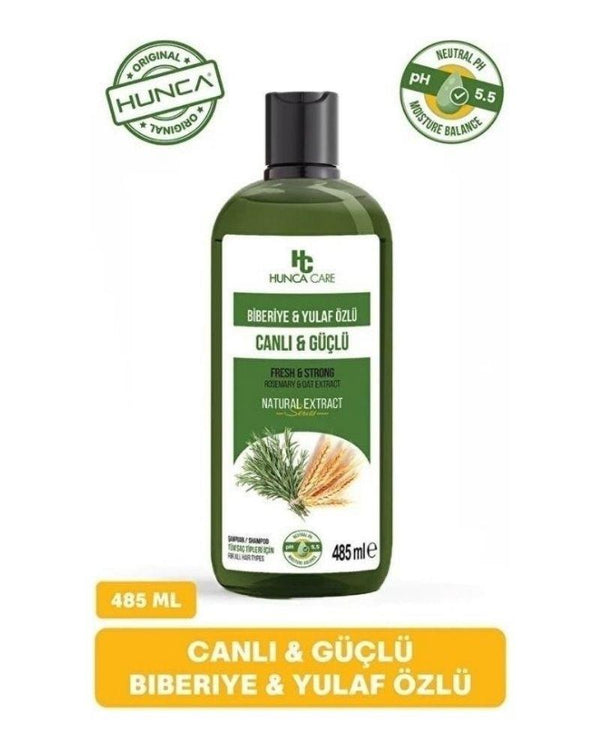 Hunca Care Biberiye & Yulaf Özlü Şampuan, Saç Dökülmesine Karşı Yardımcı 485 ml