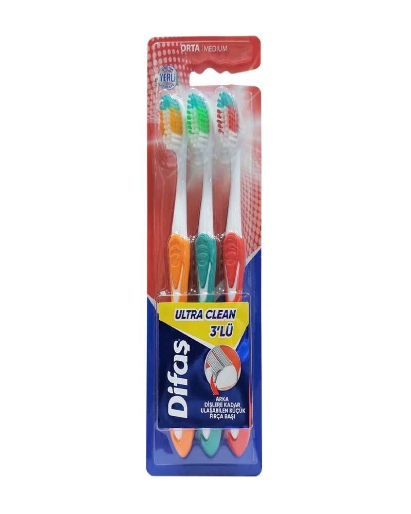 Difaş Ultra Clean Orta 3'lü Diş Fırçası