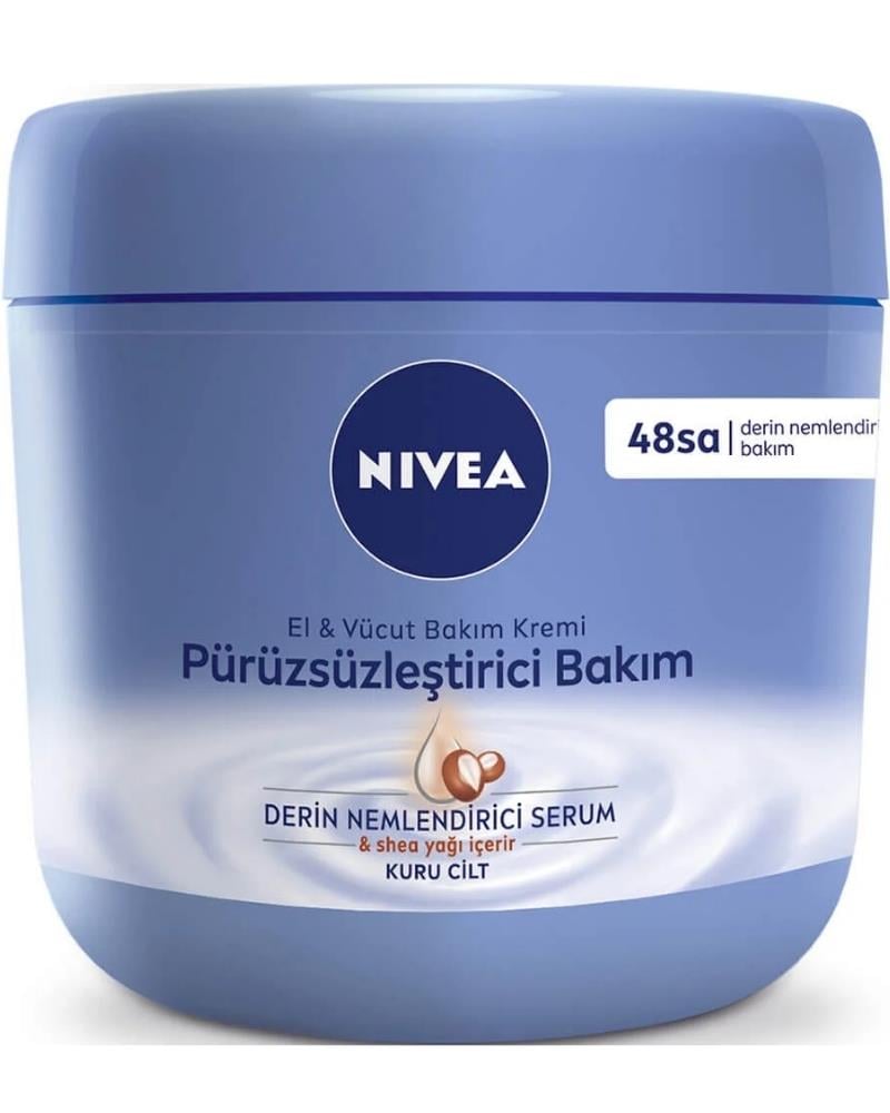 NIVEA Pürüzsüzleştirici El Ve Vücut Bakım Kremi 400ml, 48 Saat Nemlendirici Serum, Shea Yağı, Kuru Ciltler