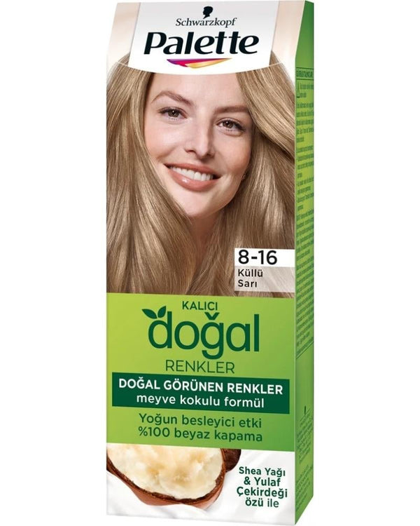 Palette Kalıcı Doğal Renkler Saç Boyası No: 8.16 Küllü Sarı