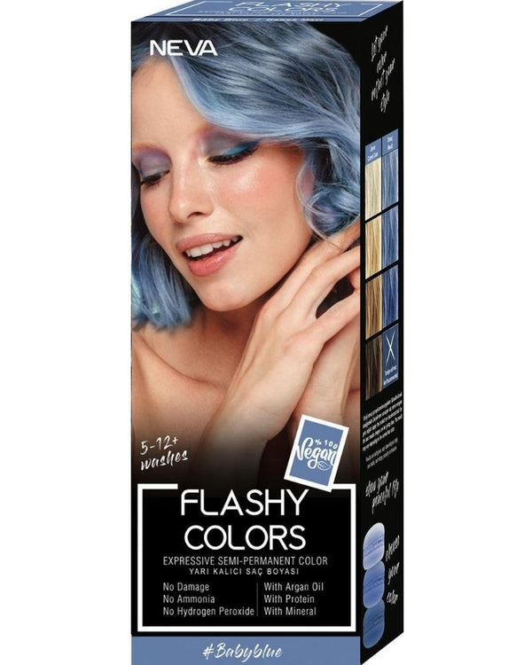 Neva Flashy Colors Yarı Kalıcı Saç Boyası Baby Blue / Bebek Mavi 100 ml