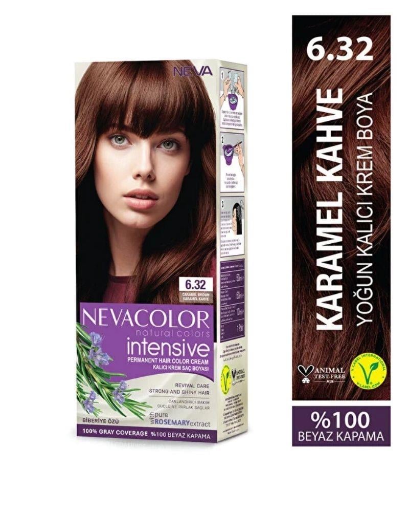 Neva Color INTENSIVE 6.32 KARAMEL KAHVE Saç Boyası Seti