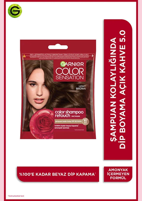 Garnier Color Shampoo Retouch Şampuan Kolaylığında Dip Boyası Açık Kahve 5.0