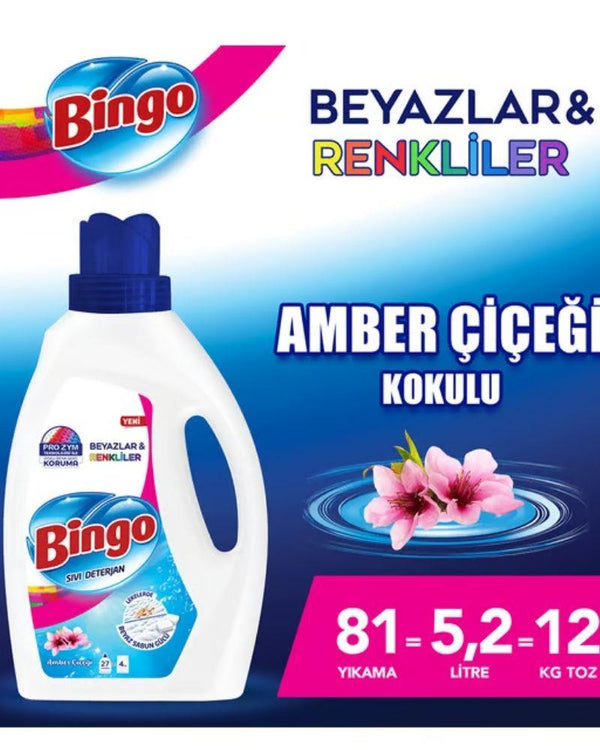 Bingo Sıvı Deterjan 1755 ml Renkliler&beyazlar Amber