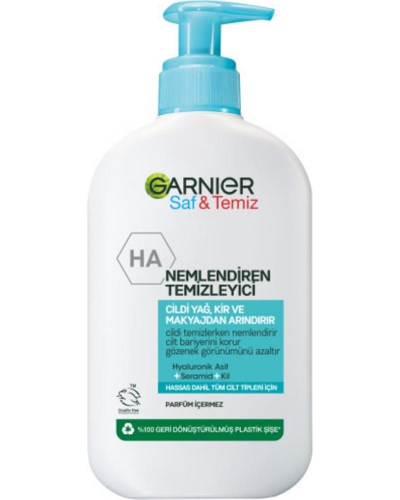 Garnier Saf& Temiz Nemlendiren Temizleyici [ Hyaluronik Asit Seramid Kil] 250 ml Yüz Temizleme Jeli