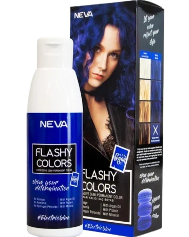 Neva Flashy Colors Yarı Kalıcı Saç Boyası Electric Blue / Elektrik Mavi 100 ml