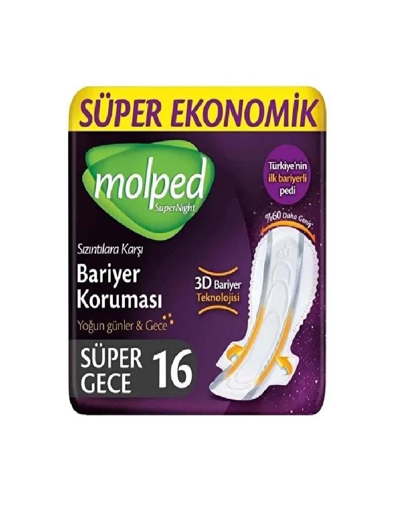 Molped Hijyenik Ped Supernight Gece 16'l