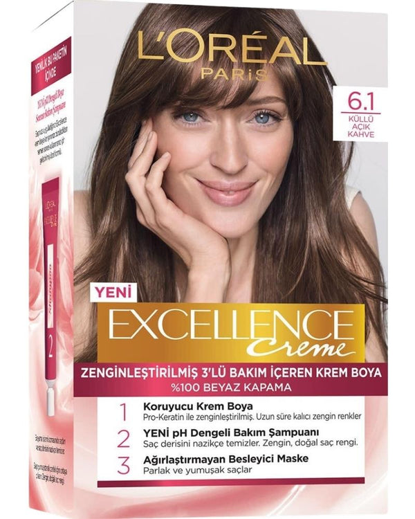 L'Oreal Paris Excellence Creme Saç Boyası - 6.1 Küllü Açık Kahve