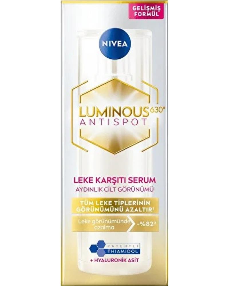 NIVEA Luminous630 Leke Karşıtı Aydınlatıcı Cilt Bakım Serumu 30ml, Hyaluronik Asit, Cilt Tonu Eşitleyici