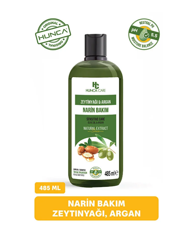 Hunca Care Argan Ve Zeytinyağlı Şampuan Dökülme Karşıtı Besleyici Ve Onarıcı 485 ml