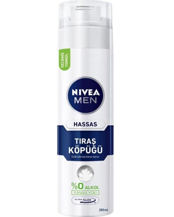 NIVEA MEN Erkek Tıraş Köpüğü 200ml, Hassas Ciltler, Hızlı Koruma, Rahatlatıcı, Konforlu Tıraş Deneyimi