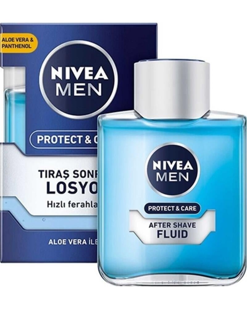 NIVEA Men Erkek Tıraş Sonrası Losyon Protect&care 100ml, Hızlı Ferahlama, Nemlendirici, Pantenol, Aloevera