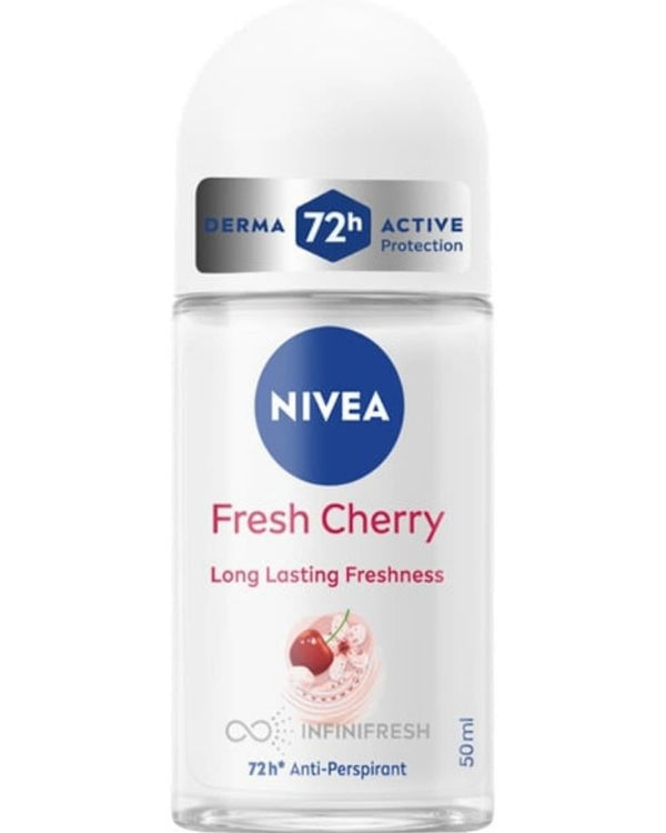 NIVEA Kadın Roll-on Deodorant Fresh Cherry 50ml, Gün Boyu Ferahlık, Kiraz Kokusu, 48 Saat Ter Koruması