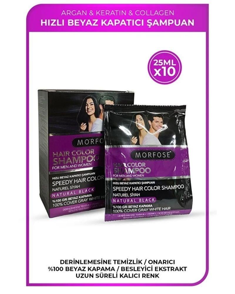 Morfose Hızlı Beyaz Kapatıcı Şampuan 25 ml 10 lu Paket Siyah