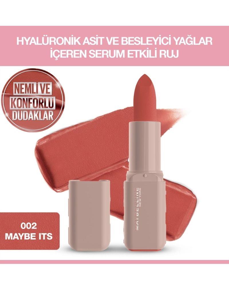 Maybelline New York Serum Etkili Hyalüronik Asit ve Besleyici Yağ İçeren Ruj 002 Maybe It's