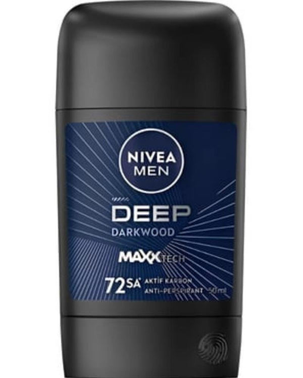 NIVEA MEN Erkek Stick Deodorant Deep Dimension Aktif Karbon 50ml, 72 Saat Anti-perspirant Koruma