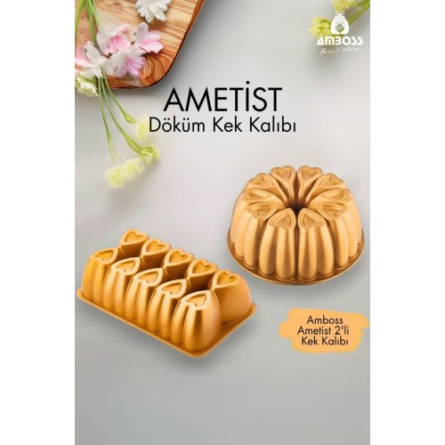 Amboss Ametist 2 Parça Döküm Kek Kalıbı ( Gold ) Fiyatı