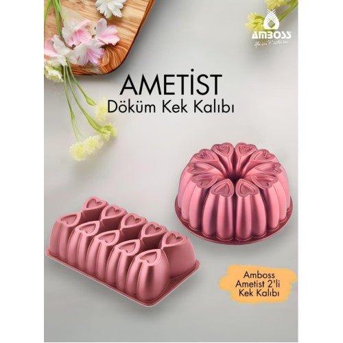 Amboss Ametist 2 Parça Döküm Kek Kalıbı ( Kırmızı ) Fiyatı
