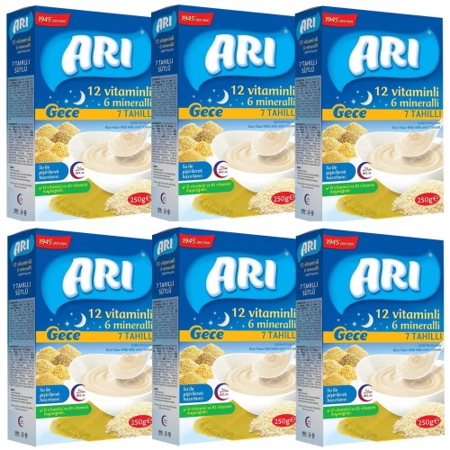 Arı Mama 7 Tahıllı Sütlü (Gece) 250 gr x 6 Adet Fiyatı