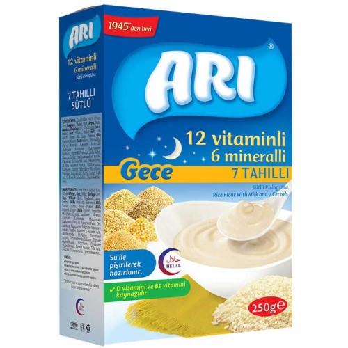 Arı Mama 7 Tahıllı Sütlü (Gece) Pirinç Unu Kaşık Maması 250