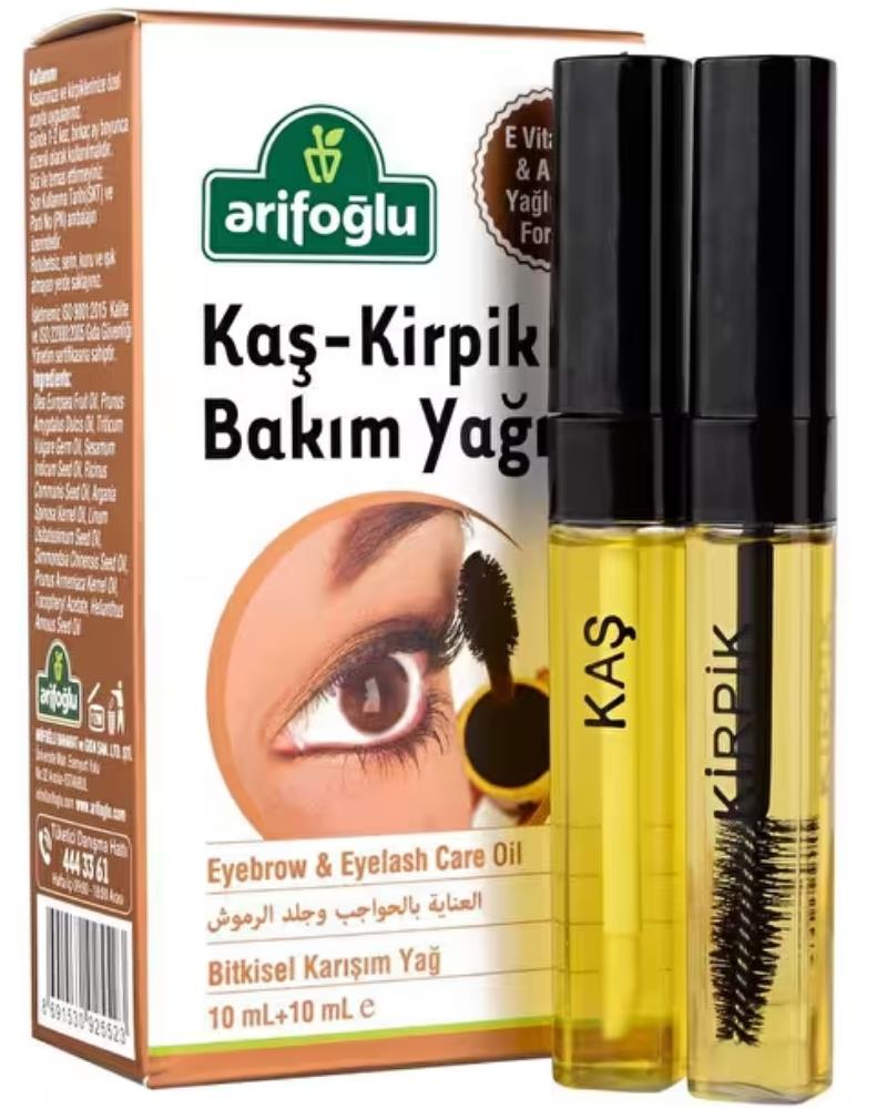 Arifoğlu Kaş Kirpik Bakım Yağı 10 ml + 10 ml -Argan Yağlı & Doğal E Vitaminli
