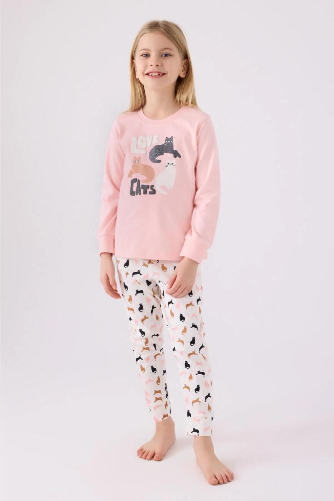 Arnetta 3057-2 Kız Çocuk Uzun Kollu Pijama Açık Pembe
