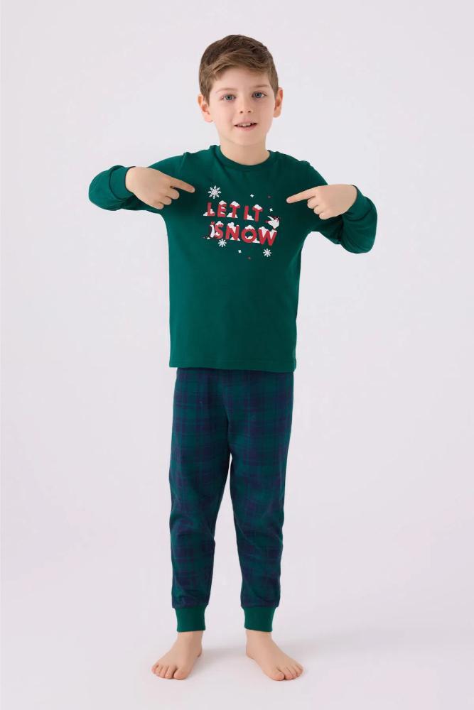 Arnetta 3131-2 Erkek Çocuk Uzun Kollu Pijama Takımı 330 Koyu Yeşil