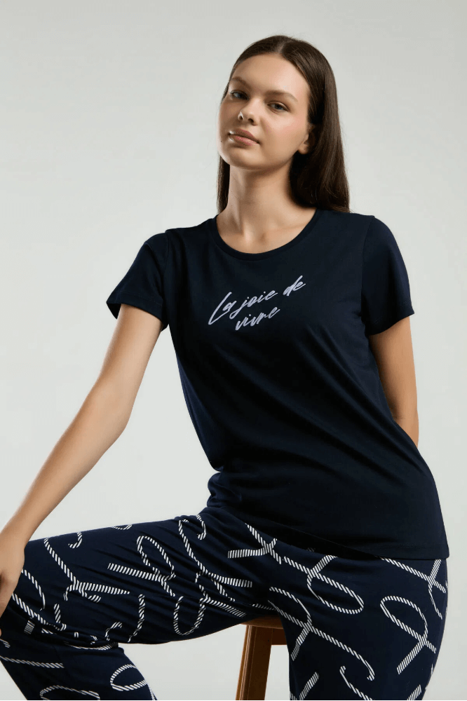 Arnetta 3232-X Büyük Beden Bayan Pijama Takımı Lacivert