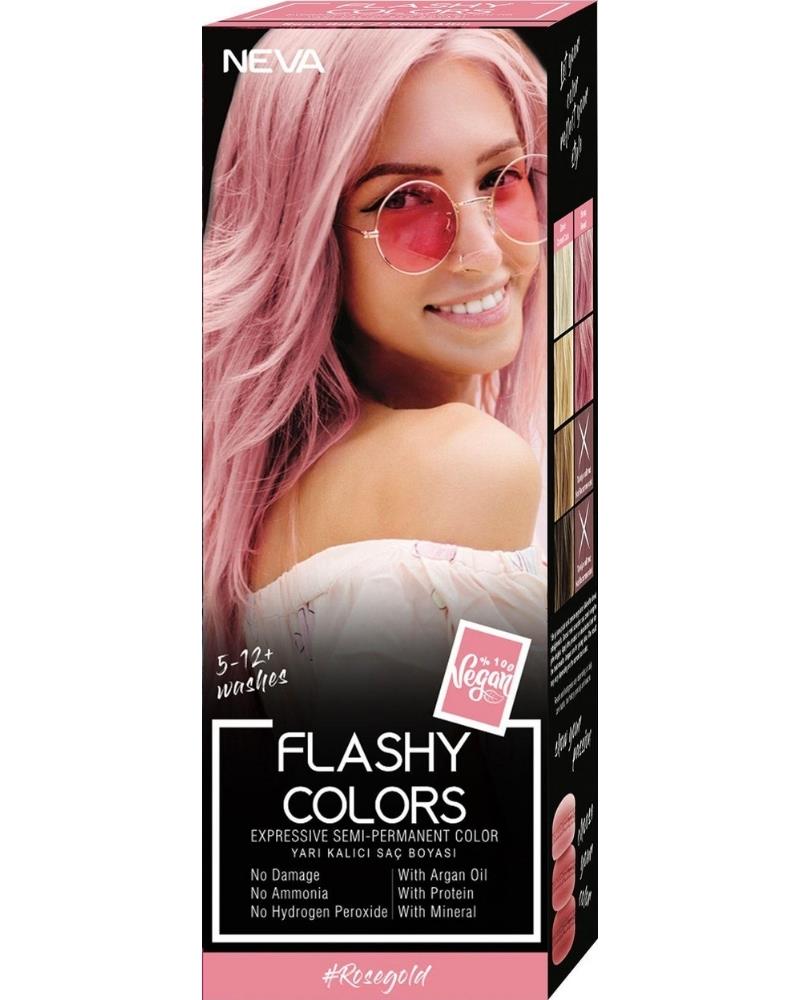Neva Flashy Colors Yarı Kalıcı Saç Boyası Rose Gold / Roze Altın 100 ml