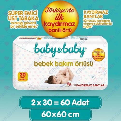 Baby Baby Bebek Bakım Örtüsü 60x60 cm Alt Açma Bezi 30 lu x 2
