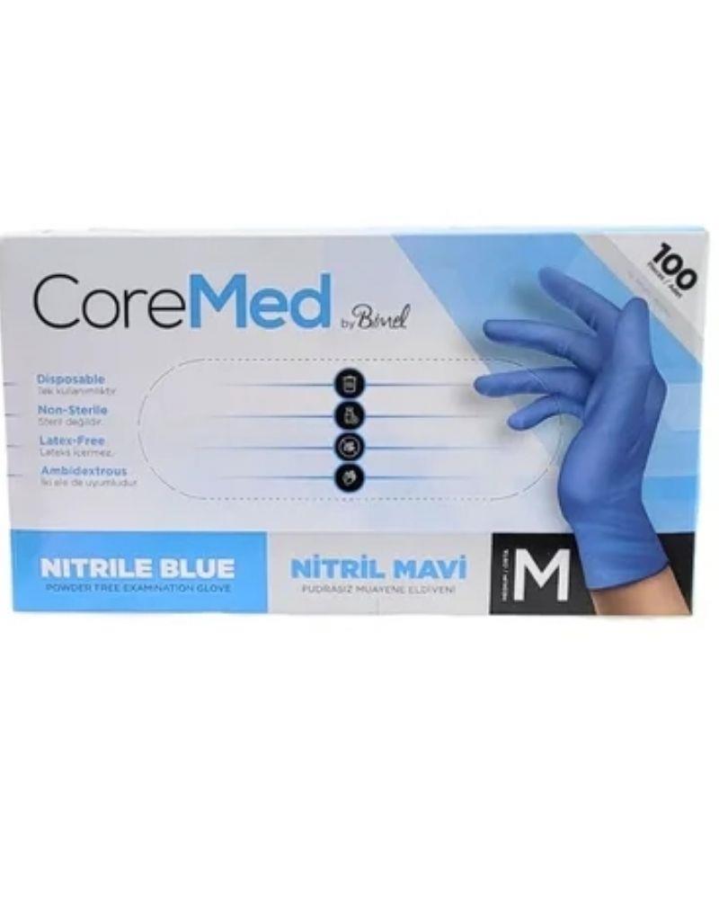 Mavi Nitril Muayene Eldiveni Pudrasız - 100'lü Medium - 1 paket