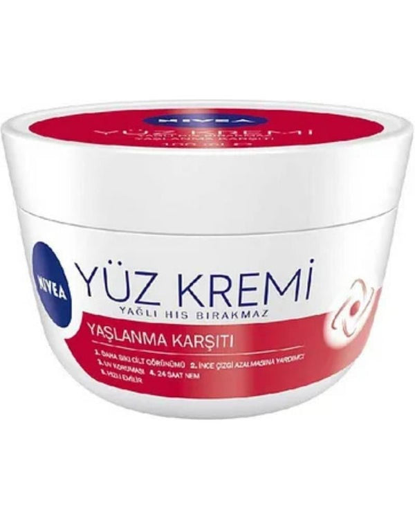 NIVEA Yaşlanma Karşıtı Yüz Bakım Kremi 100ml, Nemlendirici, Sıkı Cilt Görünümü, Antioksidan, UV Koruması