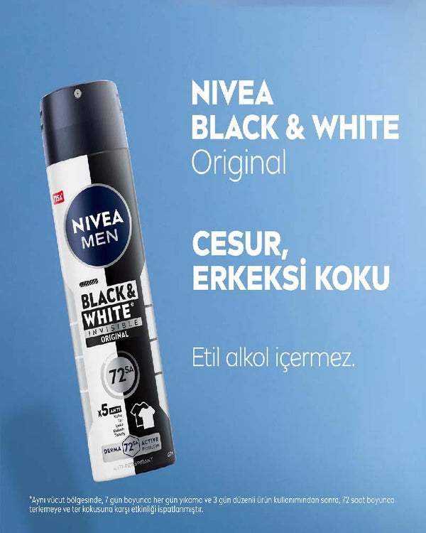 NIVEA Black & White Invisible Original Erkek Deo Sprey 150 ml