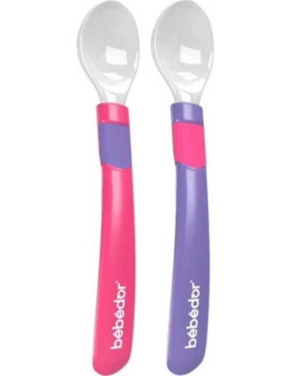 Bebedor 2 Li Silikon Uçlu Mama Kaşığı 4 Ay Pembe Mor 8554