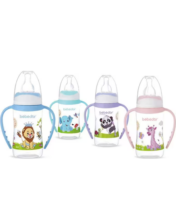 Bebedor Silikon Emzikli Desenli Kulplu 125 Ml Biberon