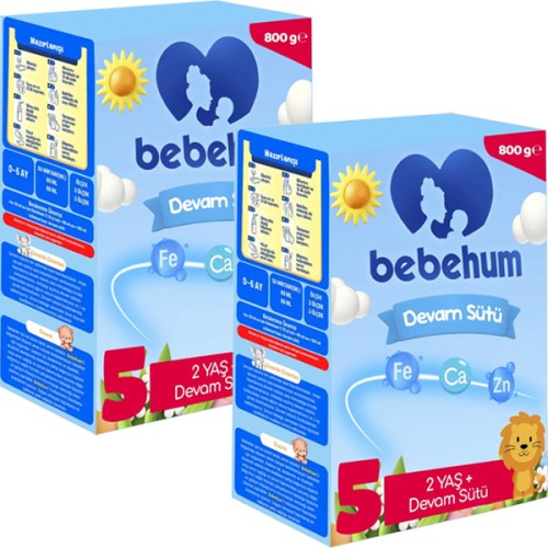 Bebehum 5 No Devam Sütü 2 Yaş+ 800 gr x 2 Adet Fiyatı