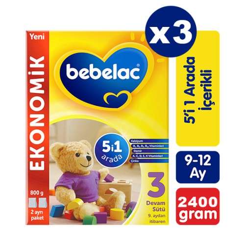Bebelac 3 Devam Sütü 800 gr x 3 Adet