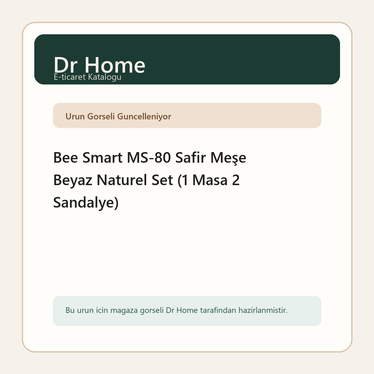 Bee Smart MS-80 Safir Meşe Beyaz Naturel Set (1 Masa 2 Sandalye)