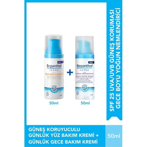 Bepanthol Derma Nemlendiricili Günlük Yüz Bakım ve Gece Bakım