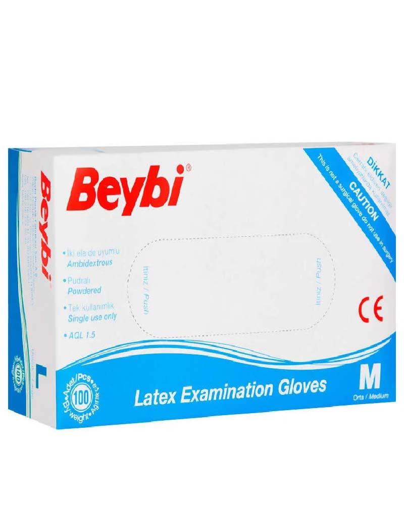 Beybi Lateks Muayene Eldiveni Pudralı Medium 100'lü Paket