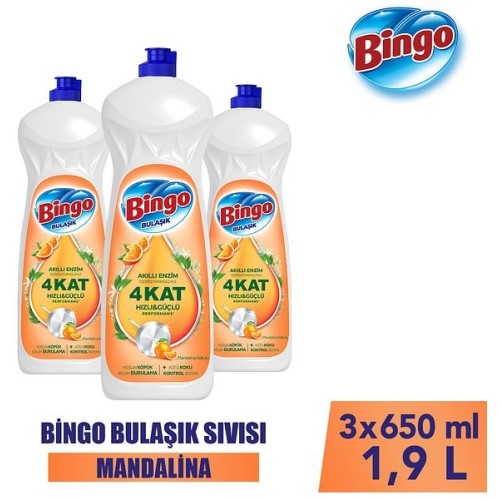 Bingo Elde Bulaşık Deterjanı Mandalina 650 ml x 3 Adet Fiyatı
