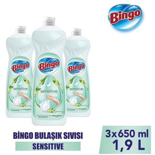 Bingo Elde Bulaşık Deterjanı Sensitive 650 ml x 3 Adet Fiyatı